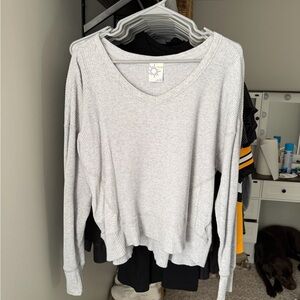 Aerie Gray Waffle Knit Top